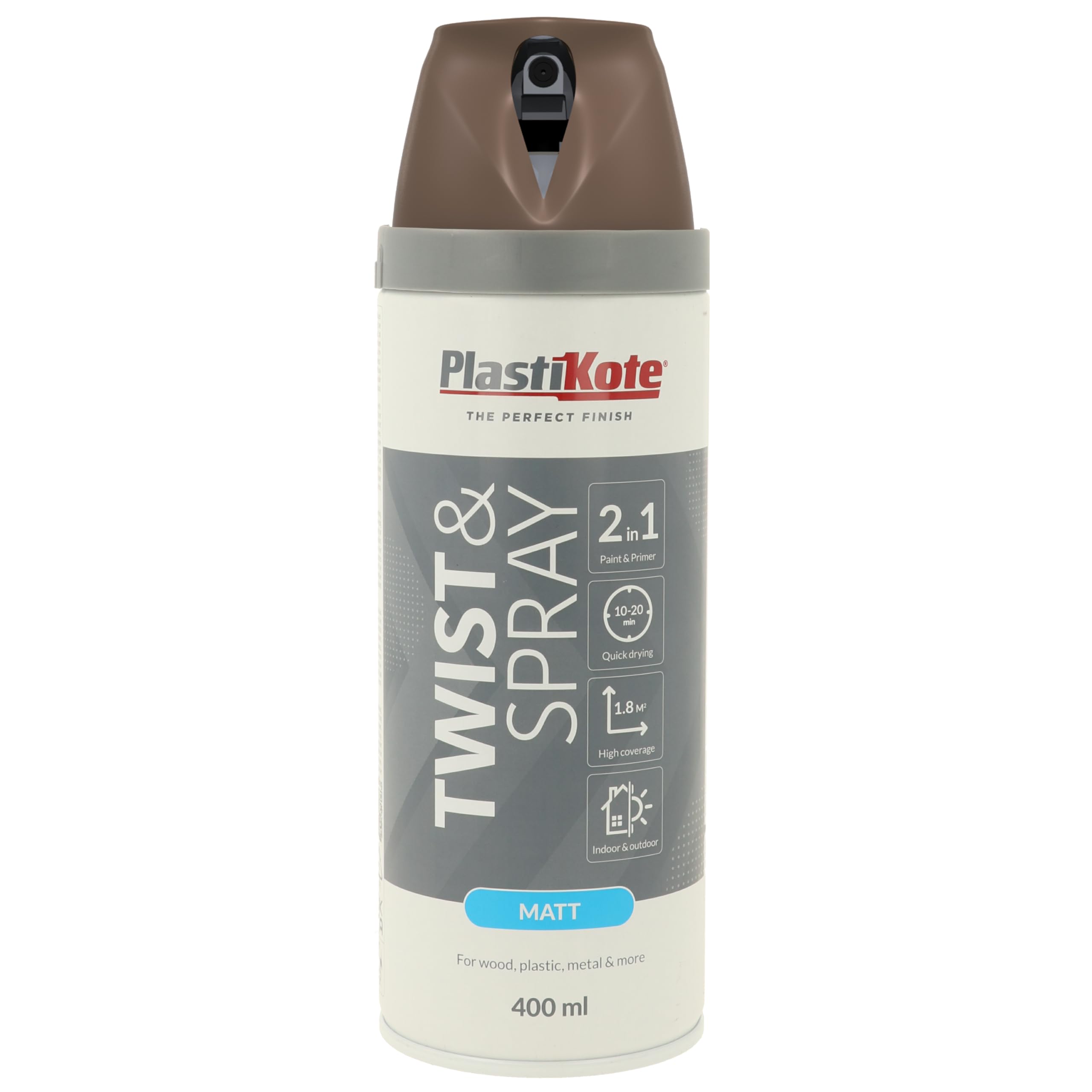 Plasti-kote 22113 400ml Premium Spray Paint Satin - Chocolate Brown