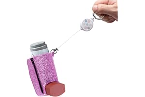 JFGLORIX Asthma Inhaler Holder Keychain Retractable Clip PU Leather Portable Travel Handy Holder for Kids and Adults