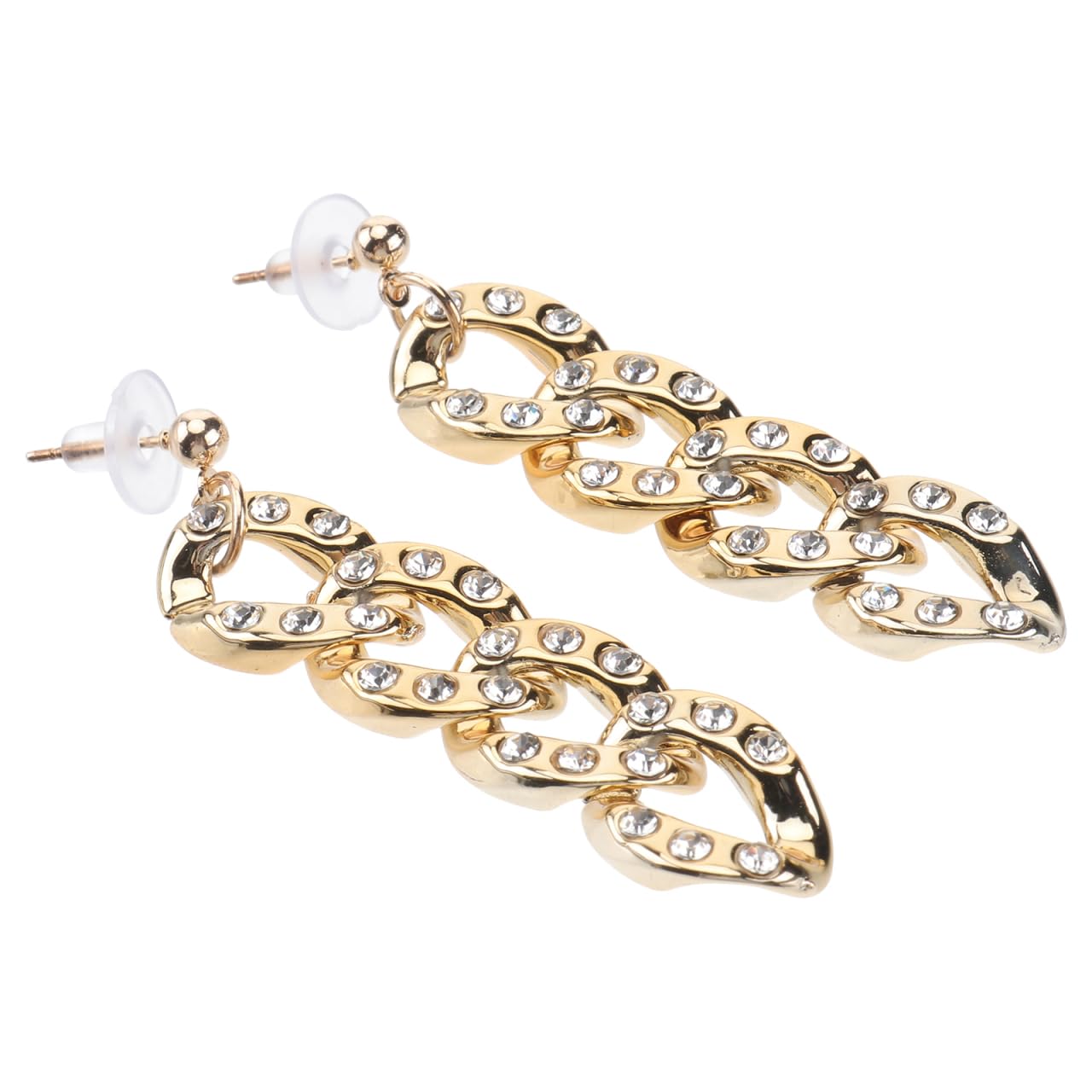 Holibanna Hip Hop Ear Dangler Earrings for Women Alloy Rhinestone Ear Jewelry 2.28 Inch Stylish Party and Casual Wear Accessories