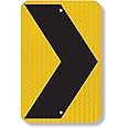 SmartSign 18 x 12 inch Chevron Right Arrow MUTCD-Compliant Metal Sign, 63 mil Aluminum, 3M Laminated High-Intensity Grade Reflective Material, Black and Yellow, Made in USA