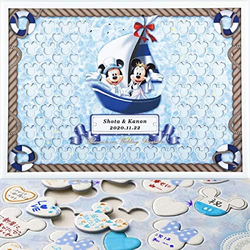 水性サインペン6色セット付き ディズニー メッセージパズルのウェルカムボード ヨットタイプ ミッキーマウス ミニーマウス 80ピース 結婚式 ゲスト参加型の演出 寄せ書き 帆船 海 サマーウェディング おもちゃ雑貨 おもちゃ Amazon