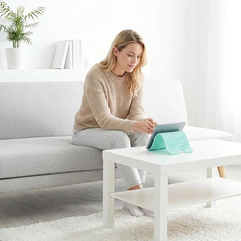 Faltbarer Telefonständer aus Silikon mit Ladeanschluss, mehrfach Verstellbarer Betrachtungswinkel, leichtes Design für Reisen, Büro und Zuhause (blau)