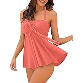 LookbookStore Women's Halter Bandeau Self-Tied Tankini Set Two Pieces Swimsuits