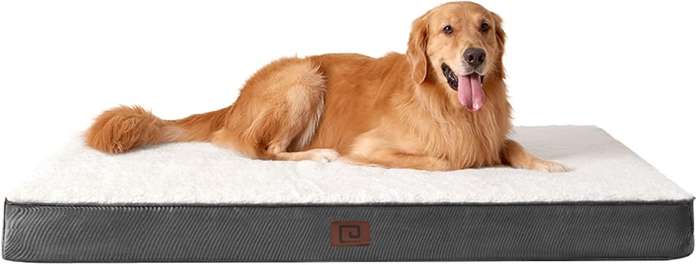 EHEYCIGA Orthopedic Dog Bed Large 91x68x9cm Removable Washable Cover White