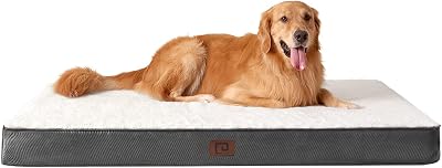 EHEYCIGA Orthopedic Dog Bed Large 91x68x9cm Removable Washable Cover White