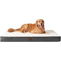 Grand Lit pour Chien en Mousse à Mémoire avec Housse Amovible et Fond Antidérapant Coussin Orthopédique pour Chien Beige