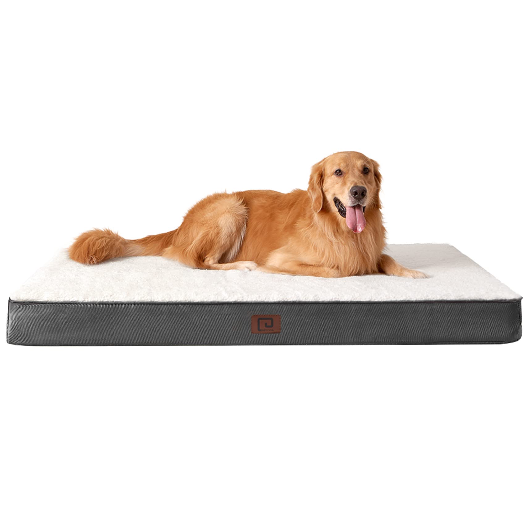EHEYCIGA Orthopedic Dog Beds Large Mattress with Removable Washable Cover for Crate, White, 91x68x9cm