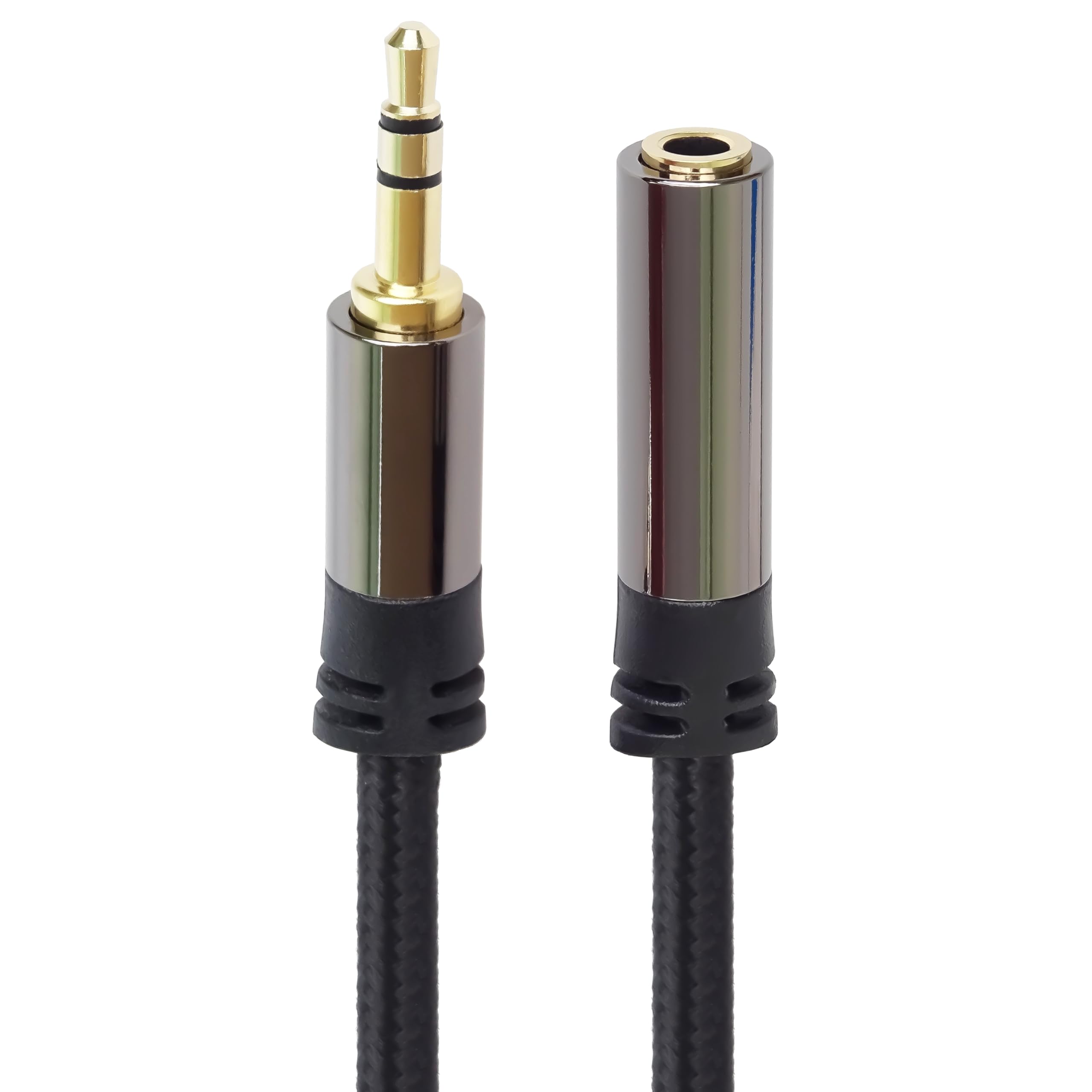 PremiumCord Extension HQ Jack Cable 3.5 mm, Jack Plug 3.5 mm, Stereo Jack Male to Female, Aux Headset Audio Extension Cable, Shielded, Metal Connector, Braided, M/F, Length 1.5 m