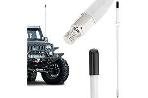 ARRIDIOTER CB Radio Antenna Whip Fiberglass Antennas Kit Long Range White 2’ Foot 27MHz Heavy Duty 1000 Watt Antenna for Mobile Car Vehicle Truck CB Radio