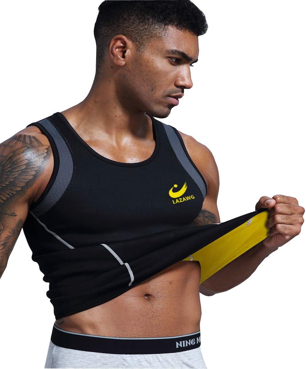 LAZAWG Men Sauna Vest - Waist Trainer Sweat Vest Body Shaper Sauna Suits Vests Neoprene Tank Top Workout Fitness Gym