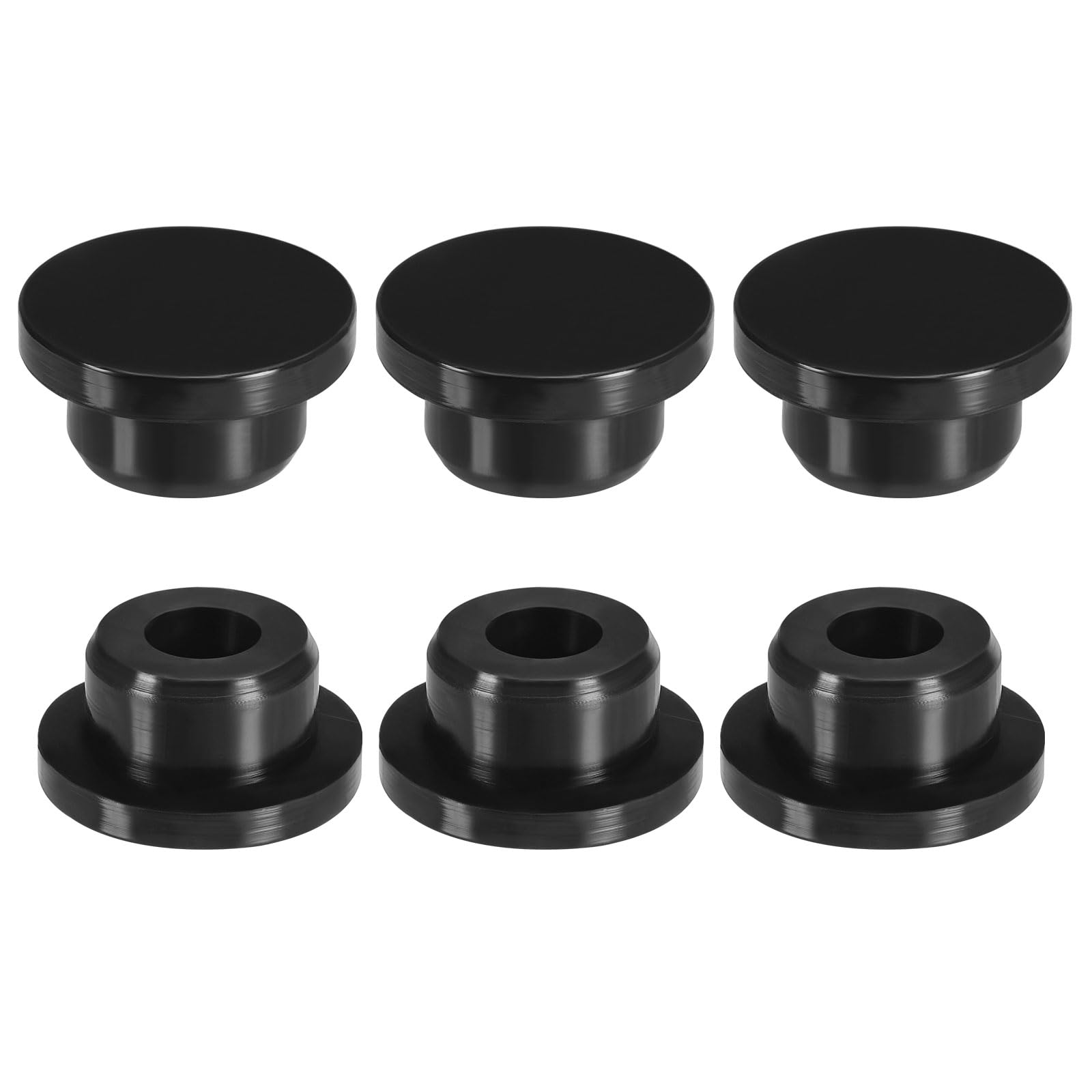 PATIKIL Silicone T-hole Stoppers, 6 Pack Soft Flexible Silicone Hole Plug End Cover Caps Waterproof Bottle Seal Plug for 18.8-19.8mmHole, Black