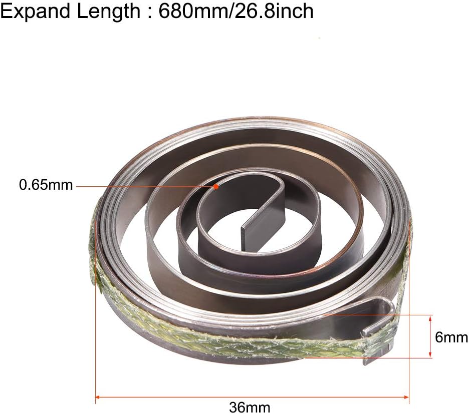 sourcing map Drill Press Spring Drill Press Quill Feed Return Coil Spring Assembly Spring Steel Chemical Blackening Finish 680mm Expand Long 36x6x0.65mm 2 Pcs - Image 4