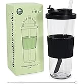 sweet grain Reusable Boba Cup - 30oz Tritan Boba tumbler with Lid and Straw, BPA Free Leakproof Bubble/Boba Tea Cup with Carry Handle for Ice Coffee Smoothies - Black