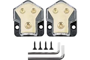 YOUYIEN Power Distribution Block，0/2/4 Gauge in 4/8 Gauge AWG Out 2 Way Copper Power Distribution Block Fit for Audio Splitter, Fit for Car Audio Stereo Amp Distribution Connecting Block (2PCS)