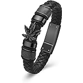 Hearbeingt Cremation Jewelry Urn Bracelet for Ashes for Women Men Keepsake Memorial Cuff Braided Leather Wristband Urn Bangle Bracelet for Ashes