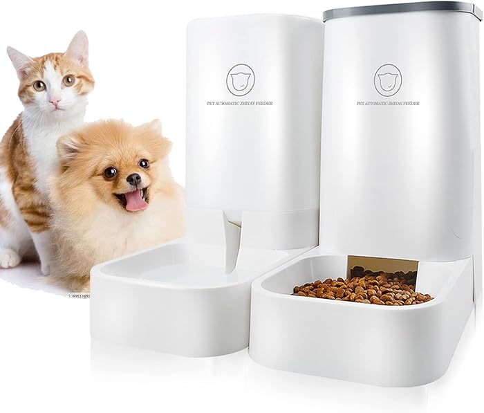 Automatic Pet Feeder and Water Dispenser Gravity Feeder - Dog Wet Food and Water Dispenser Set - Auto Multiple Jmiyav Self Cat Feeder Bowl Suitable for Cat Dog