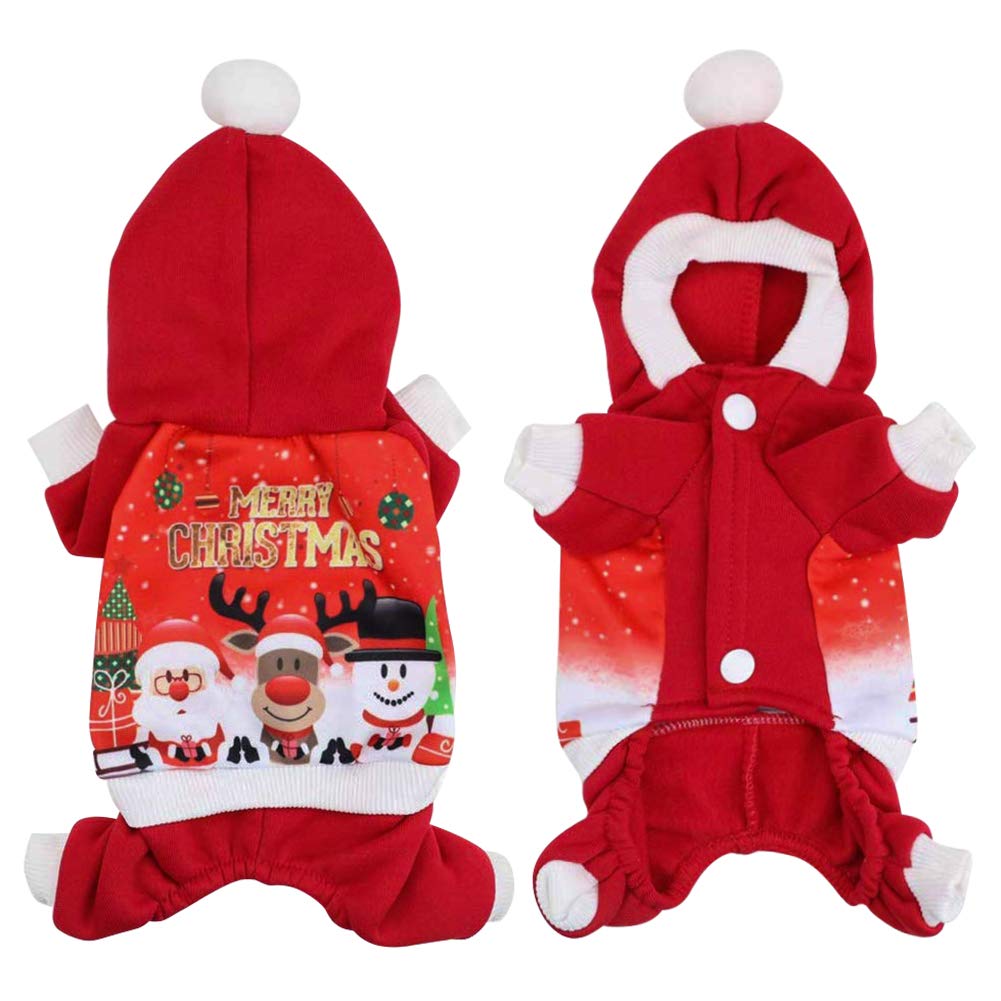 LONTG Warm Dog Jumpsuit With 4 Legs Pet Christmas Costume Pet Outfits Small Medium Cute Puppy Hoodie Jumper Hooded Pet Clothing Coat Jacket For Dogs Cats