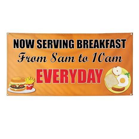 Amazon Com Vinyl Banner Sign Breakfast From 8 10 Everyday Burger