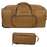 Greencity Duffel Bag Wheels Rolling Deployment Wheeled Military Suitcase Heavy-Duty Extra large deployment bag Capacity 32 Inch，Coyote