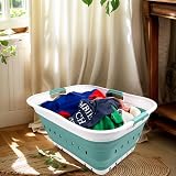 SAMMART 42L Collapsible Laundry Basket Foldable Storage Container White Celadon view 2