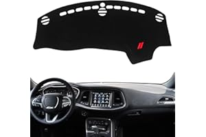REMOCH Dash Cover for Dodge Challenger Accessories 2015-2022 2023 2024 Dashboard Cover Mat Sunshade No Glare UV Rays Protector Nonslip Interior Pad (Black Edge)