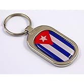 Cuba Flag Key Chain Metal Chrome Plated Keychain Key fob keyfob Cuban