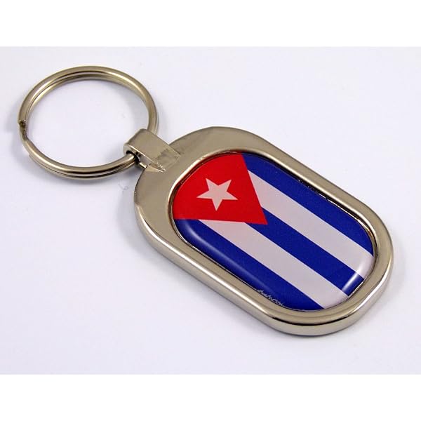 Art Attack Cuban Flag Keychain - Silver Charm Pendant With Map & Baseball Design, Key Ring Accessory - View #8
