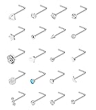 YOVORO 20G 20Pcs Stainless Steel L Shaped Nose