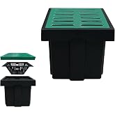 Natotela A15 18x18x15in. Catch Basin with Fiber Glass Grate | Large Capacity French Drain Debris Filter Basket Drainage Basin Without Reserved Hole Yard Downspout Lawn Pipeline