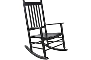MAMIZO Wooden Rocking Chair Outdoor with High Back,Indoor, Oversized, Easy to Assemble for Garden,Lawn, Balcony, Backyard,Porch,Wooden Porch Rocker