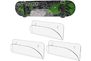 BiJun Skateboard Wall Mount Display Rack Skateboard Hanger Wall Mount Deck Clear Display and Storage Longboard Deck Horizontal Display Stand