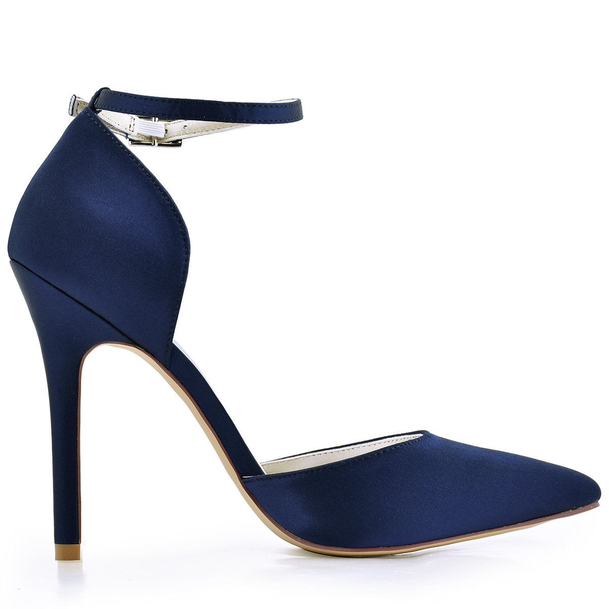 ELEGANTPARK Pointed Toe Heels for Women Ankle Strap Wedding Bridal Shoes D'Orsay High Heel Pumps Satin Evening Party… - Image 4