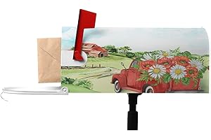 Numland Watercolor Retro Truck Magnetic Anti-UV 100% Polyester Standard Size 21x18 in Oxford Garden,Postbox Letterbox Cover
