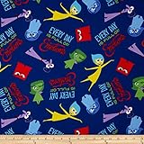 Disney Pixar Inside Out Everyday is Full of Emotions Blue Fabric By The Yard