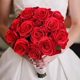 Mocoosy 12Pcs Red Artificial Rose Flowers Realistic Silk Long Stem view 7