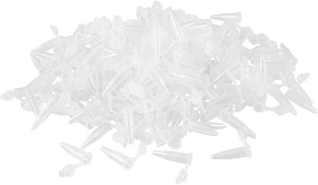 Bingpong 1000pcs 0.2ml/0.5ml/1.5ml Clear Plastic Laboratory Micro Centrifuge Tube with Cap Laboratory Test Tube Sample Container (0.2ML)