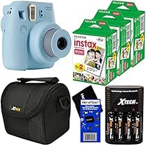 Fujifilm Instax Mini 8 Instant Film Camera (Blue) + Fujifilm Instax Mini Instant Film (60 sheets) + 4 AA High Capacity Rechargeable Batteries with Battery Charger + Well Padded Camera Case + HeroFiber Ultra Gentle Cleaning Cloth