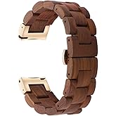 AIYIBEN Quick Release Watch Band, Natural Wood Watch Band, Choice of Strap Colour and Width 18mm, 19mm, 20mm, 21mm, 22mm, 23mm or 24mm