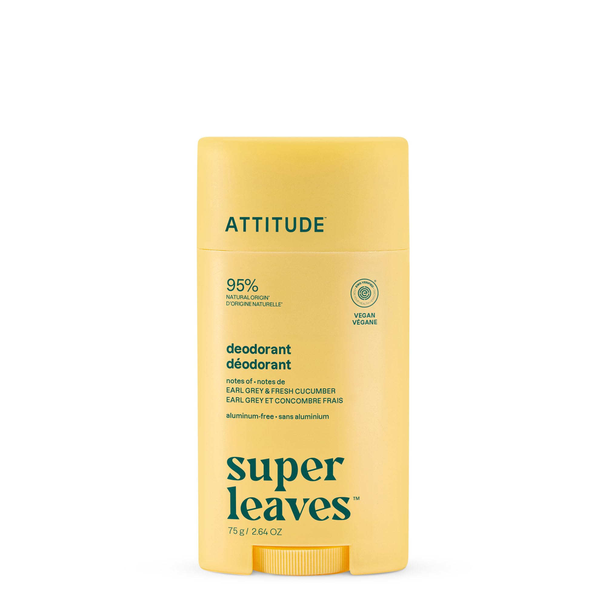 Photo 1 of ATTITUDE Aluminum Free Deodorant, Natural Origin Ingredients, EWG Verified, Odor Control With Baking Soda, Twist & Glide, Dermatologically Tested, Vegan, Earl Grey & Fresh Cucumber, 2.64 Oz