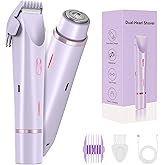 Bikini Trimmer for Women-2 in 1 Dual Head Electric Razors,IPX7 Waterproof Bikini Electric Shaver,Dry & Wet Use Painless Bikini Shaver,Pubic Hair Trimmer for Private Area & Body Hair,Purple
