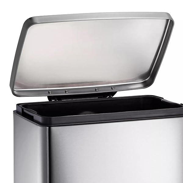 TRAMONTINA 13 GAL STEP TRASH CAN, STAINLESS STEEL