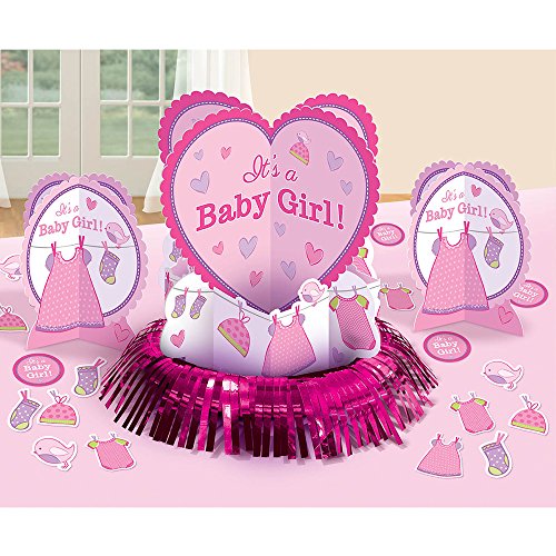 Amscan Delightful Shower with Love Girl Room Decorating Kit Baby Shower Party Decorations (10 Piece), 14", Pink/White/Purple