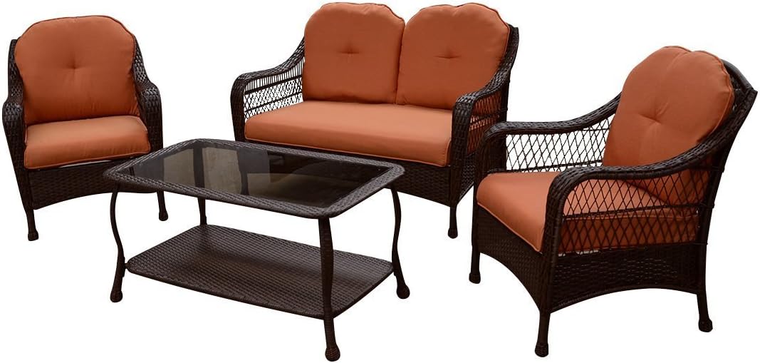 Patio Furniture All Weather Wicker Outdoor Lawn Garden Azalea Ridge Better Homes Gardens 4 Pc With Cushions Amazon Ca Patio Lawn Garden