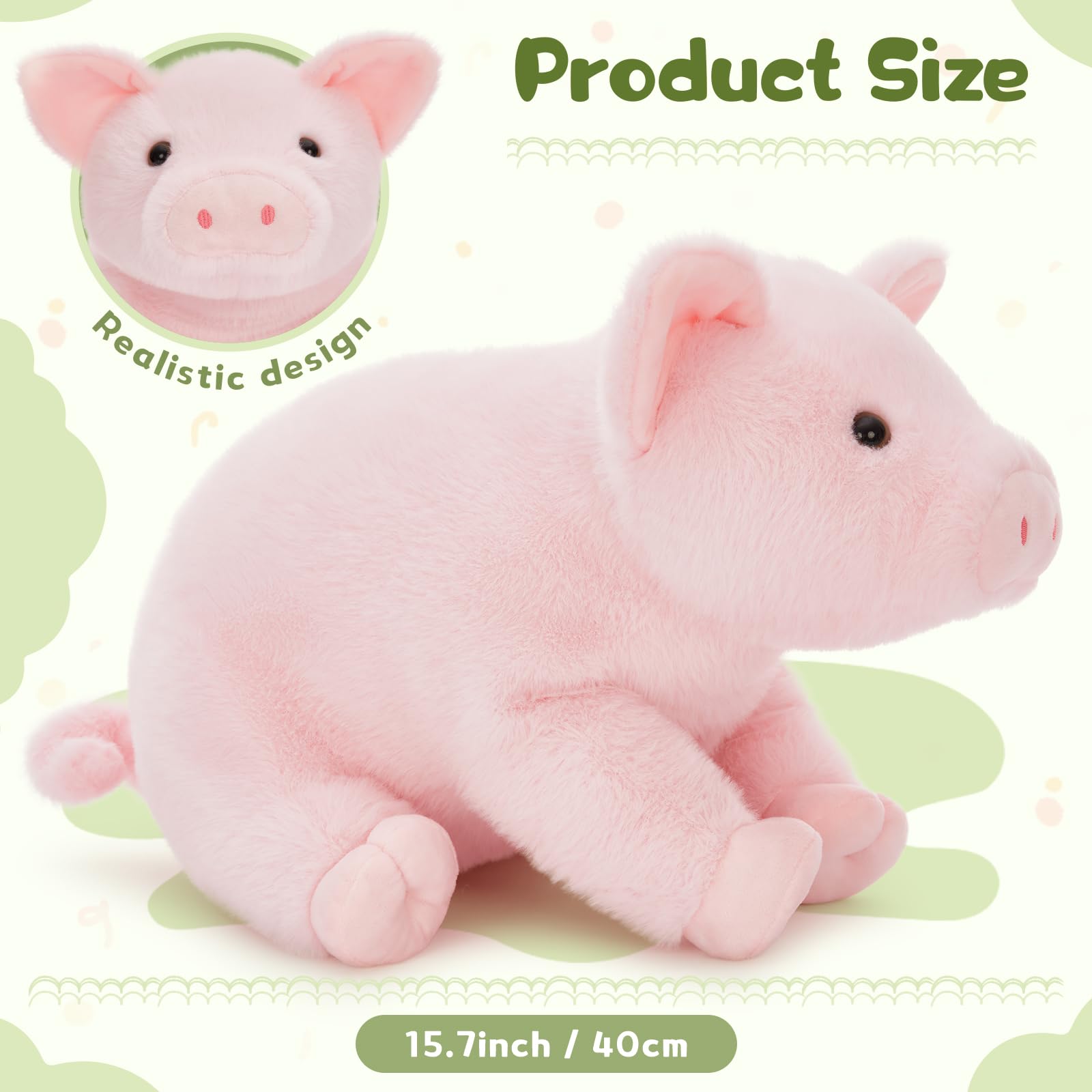 MorisMos groß Schwein Kuscheltier XXL mit 4 Babys im Bauch, süß Schweinchen Ferkel plüschtier, Pigteddy Spielzeug Geburtstag Weihnachten Geschenk Kinder 6