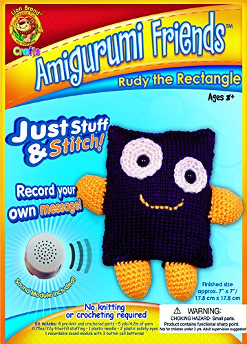 Lion Brand Yarn AFS1001-AM3 Amigurumi Friends with Sound Rudy The Rectangle Sewing Kit