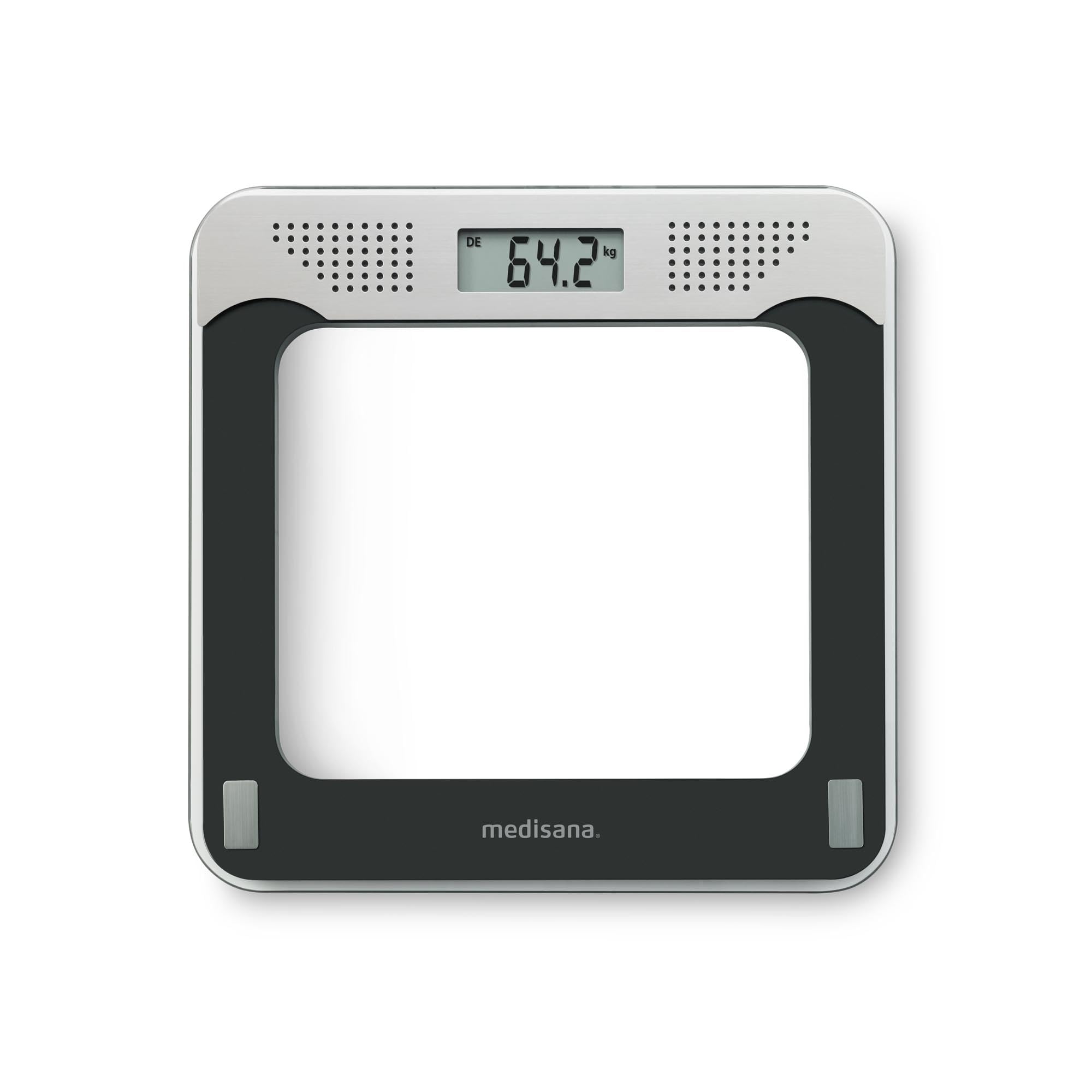 medisana PS 425 speaking bathroom scale up to 180 kg, bathroom scale with glass surface and voice output