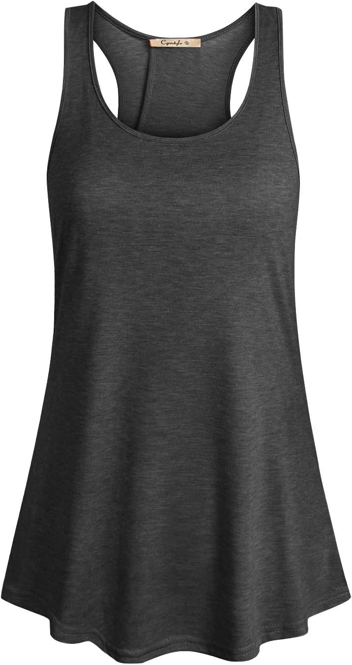 Women's Sleeveless Scoop Neck Flowy Loose Fit Racerback Yoga Tank Top
