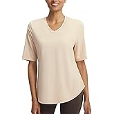 BALEAF Womens Half Sleeve Athletic Shirts V Neck Elbow Short Sleeve Workout Tops UPF 50+ Sun Protection UV Yoga Running
