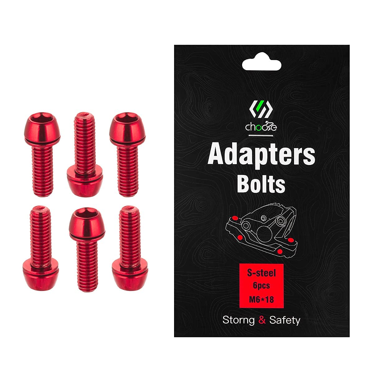 Chooee Bicycle Disc Brake Caliper Bolts, M6 X 18mm Caliper Bolt Screws for Mountain Bike/MTB Red