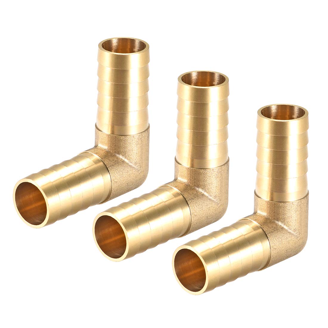 sourcing map 19mm Barb Brass Hose Fitting 90 Degree Elbow Pipe Connector Coupler Tubing 3pcs